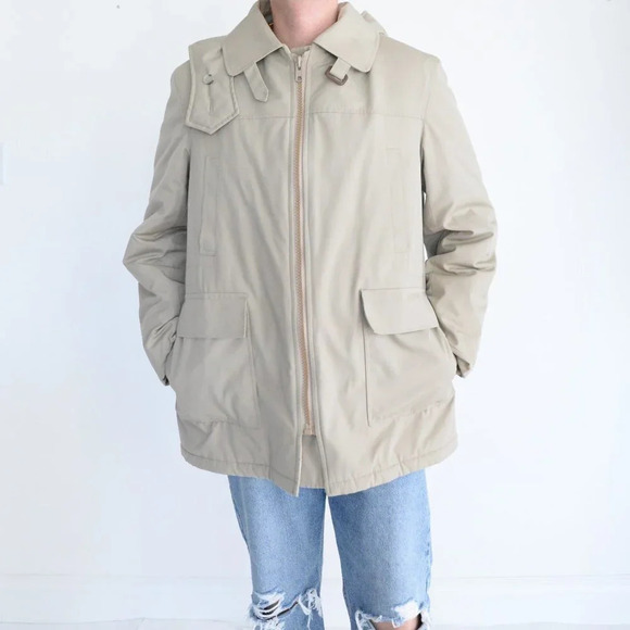Vintage London Fog  Maincoats Tan Zip Up Puffer Winter Coat Size 42 - Picture 2 of 14